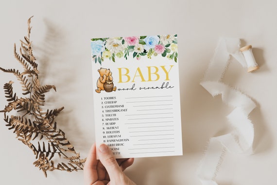 Baby Shower Game Winnie the Pooh Baby Word Scramble INSTANT