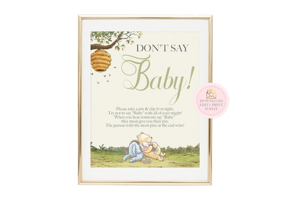 Winnie The Pooh Baby Shower Don't Say Baby Game/ Pooh Baby Shower/ Pooh Shower Game/ Don't Say Baby Pooh/ Classic Pooh Baby Shower.. Il_570xn