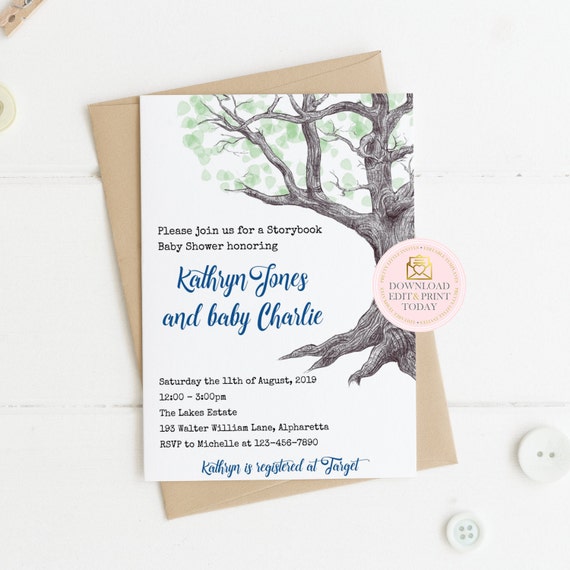 The Giving Tree Baby Shower Invitation, Giving Tree Invitation, Giving Tree Invite, Baby Shower Invitation, Printable Invitation, Heart Il_570xn
