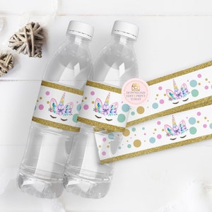unicorn birthday water bottle labels unicorn party magical etsy