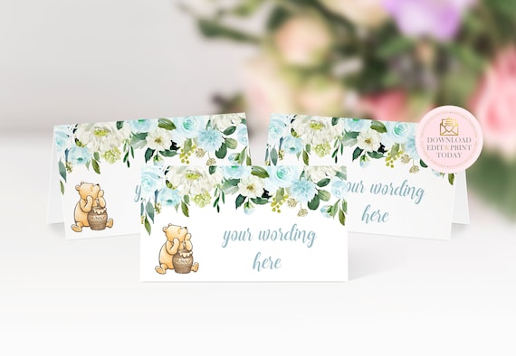 Vintage Winnie Pooh Place Cards Classic Pooh Bear Name Card For