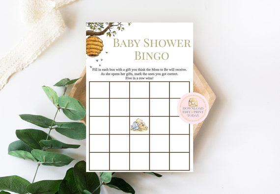 Winnie the Pooh Baby Shower Games, Bingo, Baby Shower Game, Baby Shower Bingo, Classic Pooh, Baby Shower Bingo, INSTANT DOWNLOAD, White Il_570xn