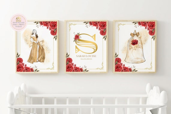 Beauty The Beast Custom Name Printable Poster Princess Belle