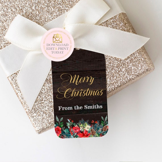 Rustic Christmas Holiday Gift Tags, Christmas Tags, Rustic Christmas Tag, Christmas Gift Tags, Christmas Favor Tags, Printable Tags Templett Il_570xn