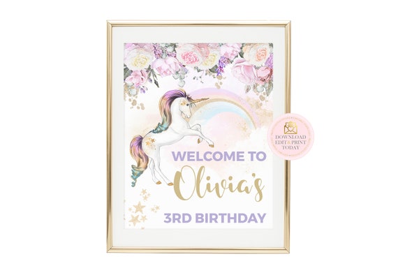 Printable Unicorn Welcome Sign, Unicorn Birthday, Unicorn Party ...