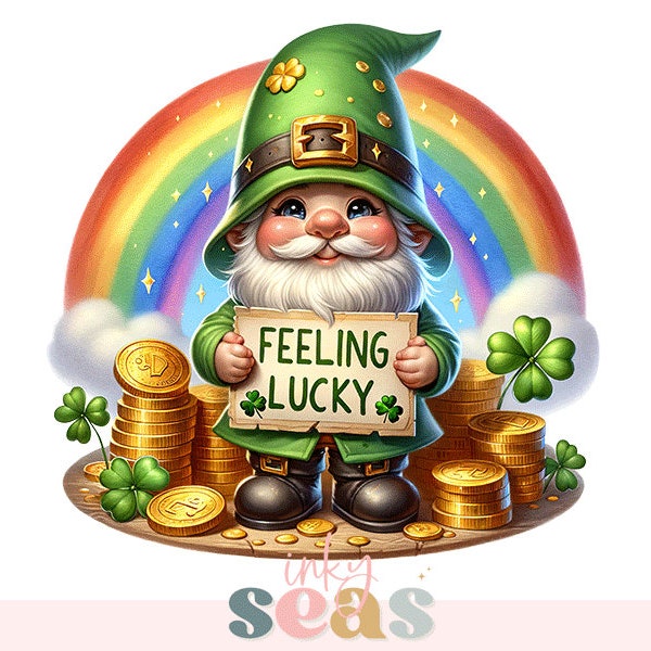 St. Patrick's Day Gnome Clipart, Digital Download, Cute Irish Elf Graphics, Spring Festive Decoration, Commercial Use, Scrapbooking Image