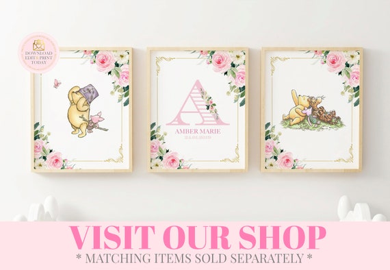 Boys 1st Birthday Sign Instant Download Winnie Pooh First Birthday Milestone Poster Blue Yellow Floral Memory Board Editable Template
