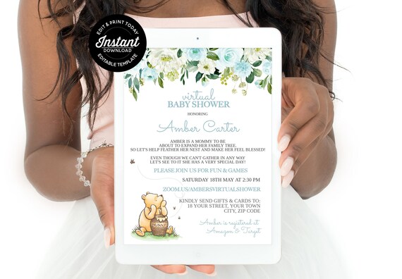 party city winnie the pooh baby shower invitations