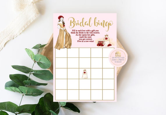 Beauty and The Beast Bridal Shower Game, Beauty & The Beast Bridal Shower, Bridal Shower Game, Wedding Shower, Rose, Bridal Bingo Game, Pink Il_570xn