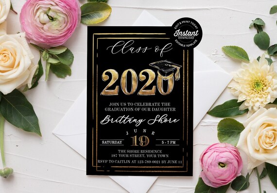 EDITABLE Graduation Invitation For A High School Or College Graduate - Grad Party Template - Printable Grad Invite - Print, Email or Text Il_570xn