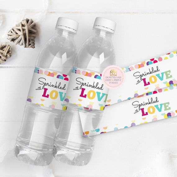 Sprinkled With Love Labels, Baby Sprinkle, Baby Shower, Sprinkle Water Bottle Labels, Printable, Baby, Love, INSTANT DOWNLOAD, Sprinkle Il_570xn