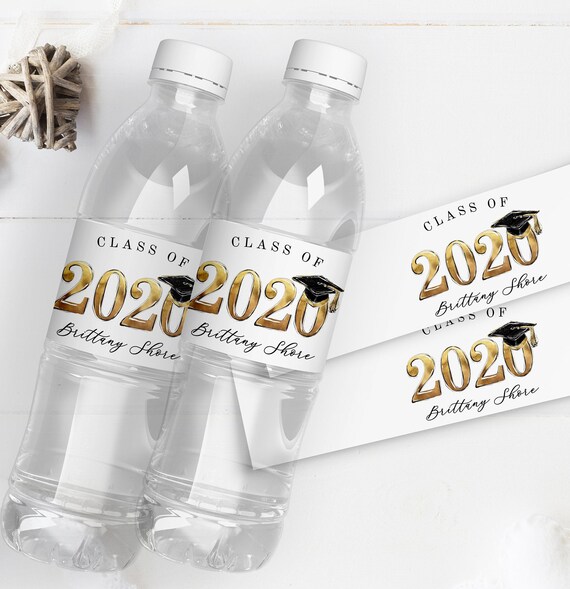 Class of 2020 Graduation Water Bottle Label - Instant Download - Grad Party Printable Decor - Editable Template Il_570xn