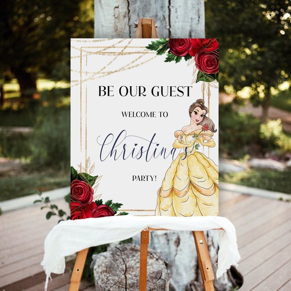 Belle Door Sign Belle Birthday Decorations Belle Party Princess Belle Sign Beauty and the Beast Sign Beauty and the Beast Belle Sign