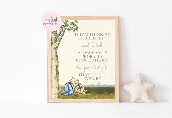 Classic Pooh Bear Printable Nursery Decor Winnie Pooh Babies Are The Grandest Quote Eeyore Piglet Wall Art Baby Shower Digital Print By Pretty Little Invites Catch My Party
