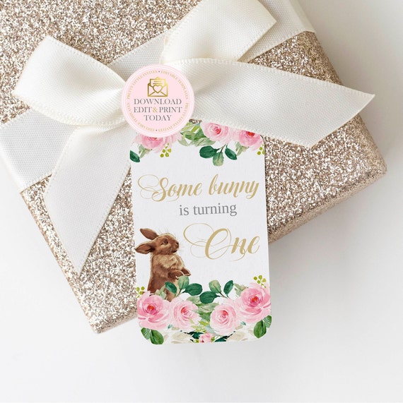 Pink Bunny Birthday Party Thank You Tags, Bunny Favor Tags, Bunny Rabbit Gift Tags, Bunny Baby Shower, Printable First Birthday Gift Tag Il_570xn
