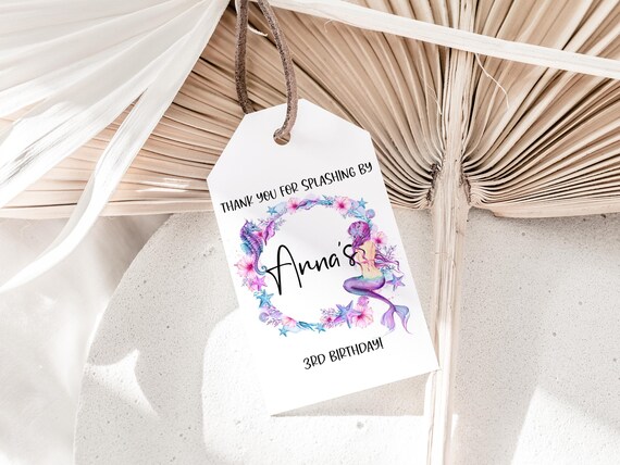 Mermaid Party Favor Tags, Printable Thank You Tags, Mermaid Birthday, Mermaid Thank You, Under The Sea, Mermaid Favor Tags, Thank You Tag Il_570xn