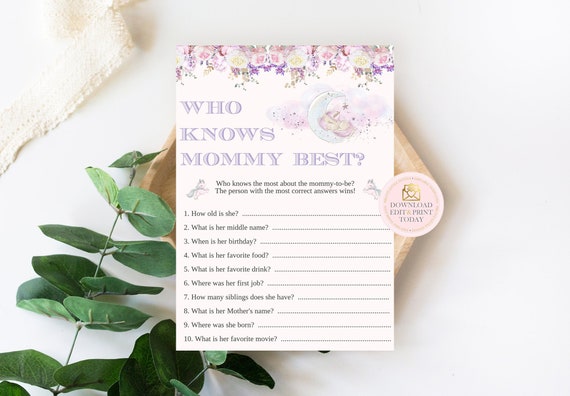 Unicorn Baby Shower Games Who Knows Mommy Best, Instant Download Unicorn Baby Game, Unicorn Party, How Well Do You Know Game, Mommy Best Il_570xn