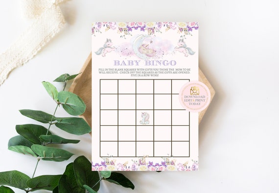 pink unicorn baby shower bingo game baby shower bingo printable unicorn bingo instant download girl baby shower baby bingo game by pretty little invites catch my party