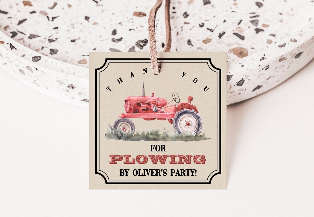 Red Tractor Thank You Tag Square 2.5 X 2.5 Inch Editable Tag - Etsy