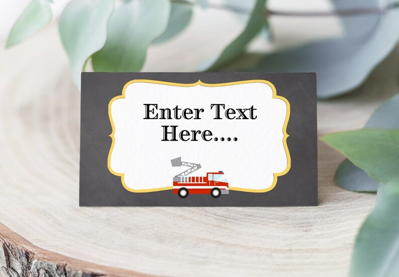 Firetruck Fire Truck Party Fireman Firefighter Tent Cards Dalmation Fire Truck Food Labels INSTANT DOWNLOAD Printable Place Cards