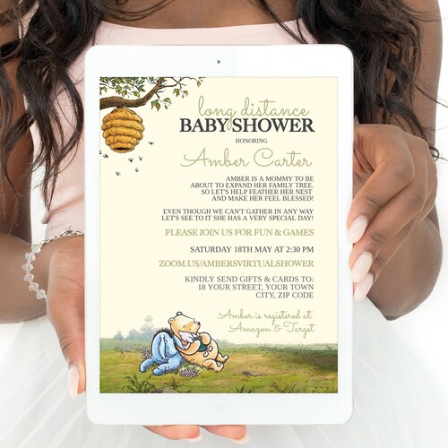 VIRTUAL Classic Winnie the Pooh Baby Shower Invite / Instant Etsy