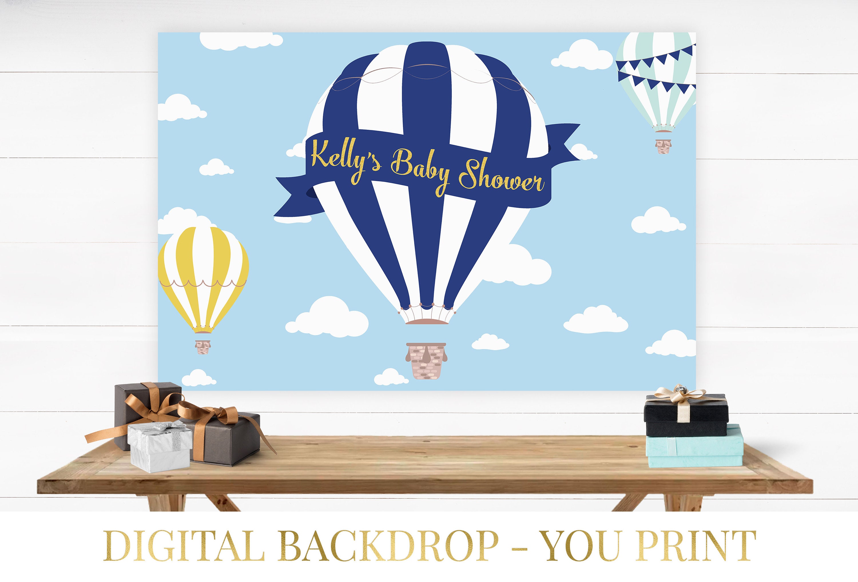Hot Air Balloon Backdrop Printable Backdrop Up Up and Away Etsy