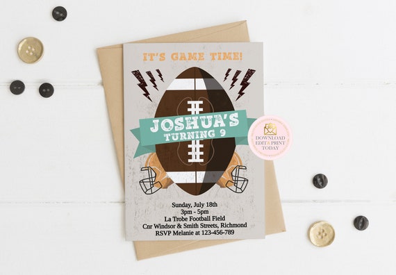 Football Invitation, Football Birthday Invitation, Football Party Invitation, Football Invite, Sports Invitation, Boy Birthday, Sports Party Il_570xn