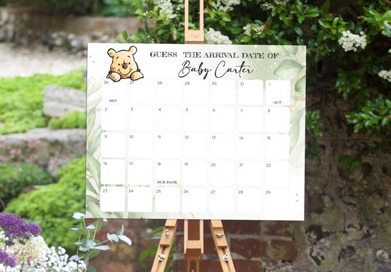 Winnie The Pooh Due Date Calendar Game, Printable Baby Shower Game, Guess  Baby's Arrival Editable Template Guess Baby's Birth Date Game, GWP by  Pretty Little Invites | Catch My Party