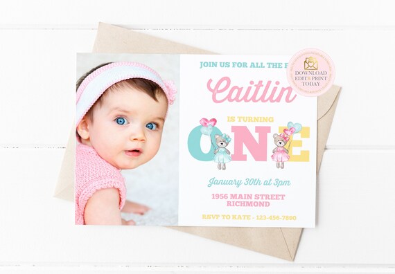 Teddy Bear Invite Teddy Bear Birthday Invitation Teddy Bear Party Invitation First Birthday Printable Invitation Bear Invitation Teddy Bear Il_570xn
