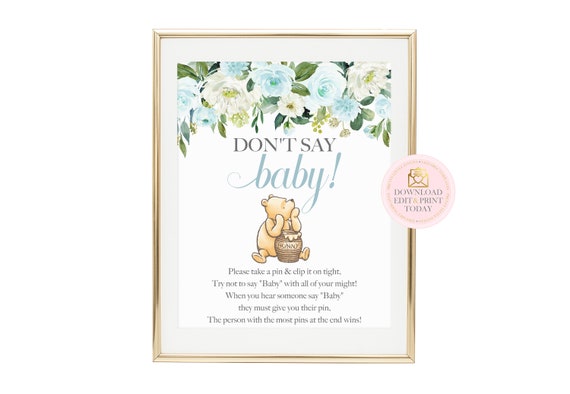 Vintage Winnie Pooh Baby Shower Don't Say Baby, Classic Pooh Bear Baby Shower Party Game, Printable Storybook Shower For Baby Boy Il_570xn