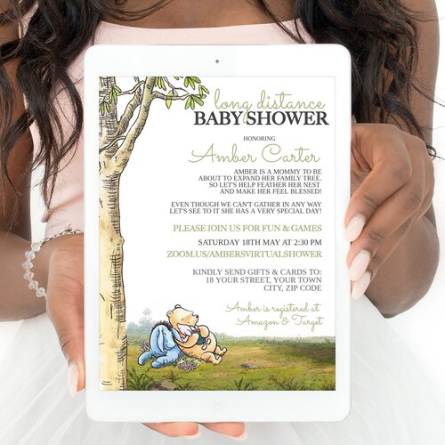 VIRTUAL Classic Winnie the Pooh Baby Shower Invite / Instant Etsy