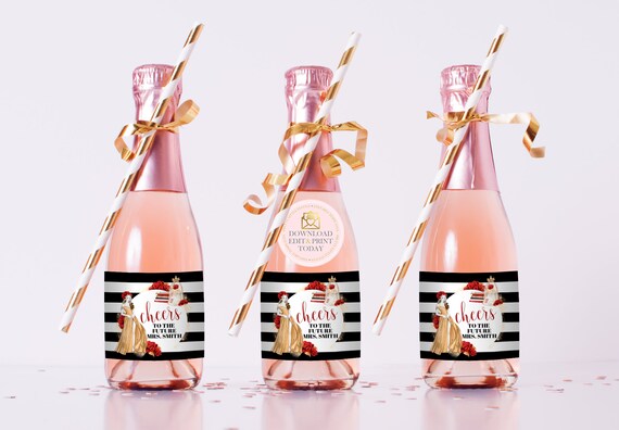 Beauty and The Beast Mini Champagne Labels, Belle Mini Champagne Labels, Mini Wine Labels, Bachelorette Party, Bridal Shower Belle Printable Il_570xn