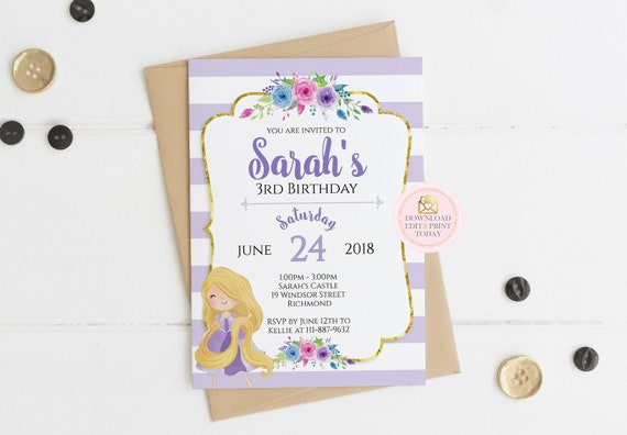 Rapunzel Invitation Rapunzel Birthday Rapunzel Party Princess Rapunzel Rapunzel Invite Birthday Invitation Princess Invitation Princess Il_570xn