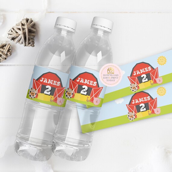 Barnyard Water Bottle Labels, Farm Party, Barnyard Party, Printable, Barnyard Birthday, Farm Animals, Farm Birthday, INSTANT DOWNLOAD, Farm Il_570xn