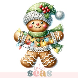 Gingerbread Christmas PNG T-Shirt, Gingerbread Man PNG, Gingerbread Clipart, High Quality Commercial Use Image For Print, Apparel, Cards