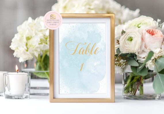 Blue Watercolor Table Numbers, Watercolor Table Numbers, Printable, Wedding, Blue Table Number, Watercolor Wedding, INSTANT DOWNLOAD Il_570xn