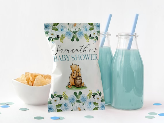 Winnie The Pooh Chip Bag Editable Template, Classic Pooh Bear Baby Shower DIY Decor, Edit Yourself Printable Chip Bag Wrapper BFP Il_570xn