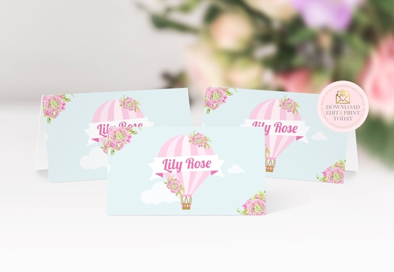 Hot Air Balloon Baby Shower Place Cards, Up Up and Away First Birthday Tent Cards, Wedding Food Labels, Printable Food Tents, Oh The Places Il_570xn