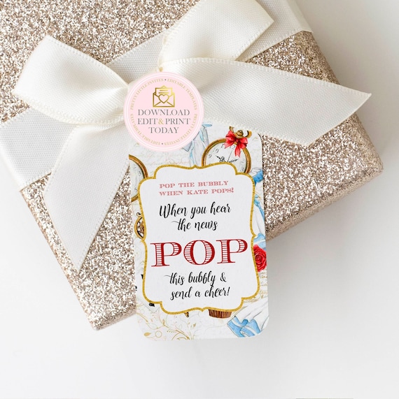 Alice In Wonderland Favor Tags, Tea Party, Mad Hatter, Printable Gift Tags, Birthday, Wedding Favor Tags, Alice Tags, Pop the Bubbly Favor Il_570xn