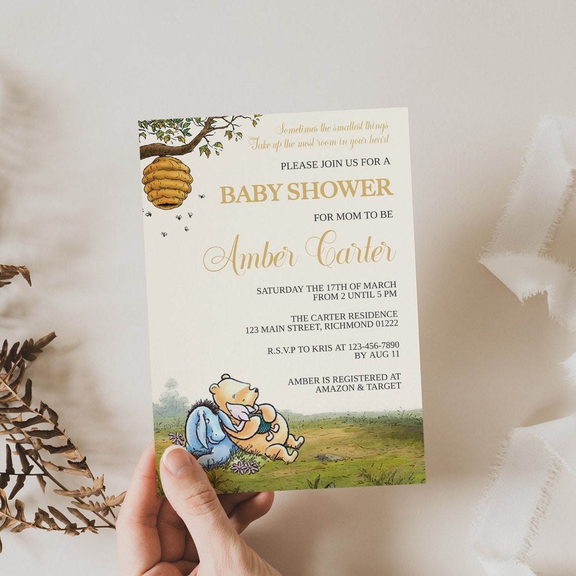 Winnie the Pooh Baby Shower Invitation Printable Winnie the Etsy