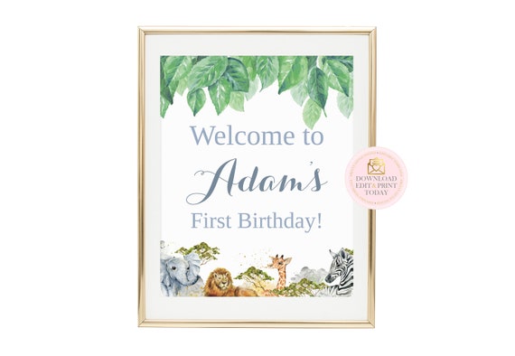 Safari Welcome Sign, Safari Baby Shower, Jungle Baby Shower, Printable Welcome Sign, Baby Shower Welcome, Safari Party, Jungle Birthday Il_570xn