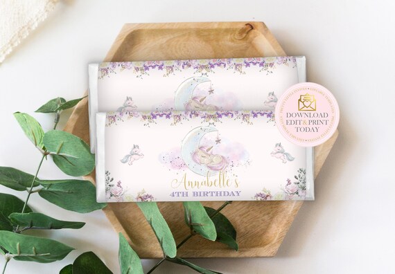 Unicorn Birthday Party Candy Bar Wrappers, Unicorn Chocolate Bar Wrappers, Printable Unicorn Candy Favors, Unicorn Party Favors, Il_570xn