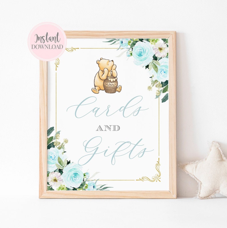 Winnie The Pooh Baby Shower Cards & Gifts Sign Printable ...
