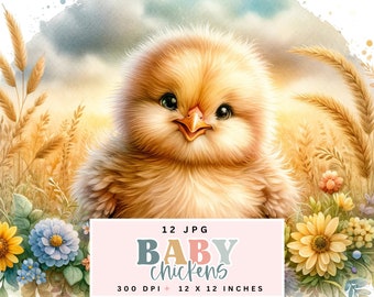 Baby Chicken Clipart, Cute Chick Illustration, Spring Scrapbooking, Paper Crafting Supplies, Junk Journal Printable, Digital Download