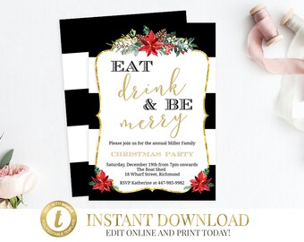 Christmas Invitation Template, Christmas Invitation, Christmas Party, Holiday Party, INSTANT DOWNLOAD, Printable Invitation, Party Invite