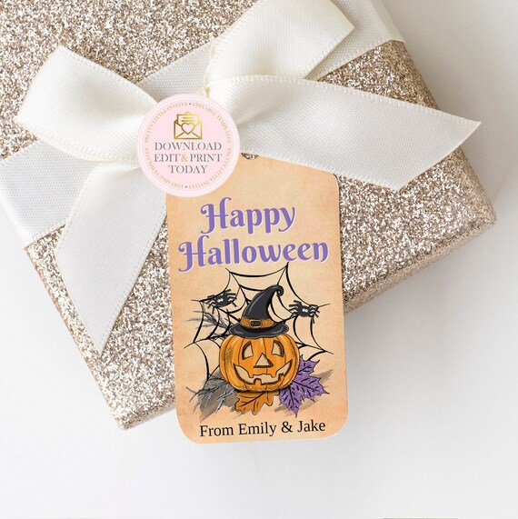 Corjl Halloween Editable Favor Tags, Instant Download Halloween Tags, Halloween Party Favors, Halloween Printable, Halloween Gift Tags Il_570xn