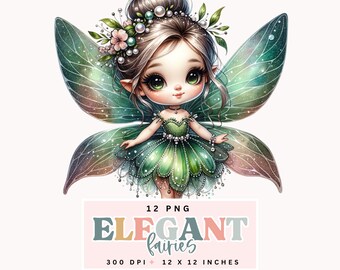 Elegant Fairy Clipart, Fantasy Digital Download, Cute Fairy Illustrations, Scrapbooking, Invitations, DIY Crafts, Commercial Use
