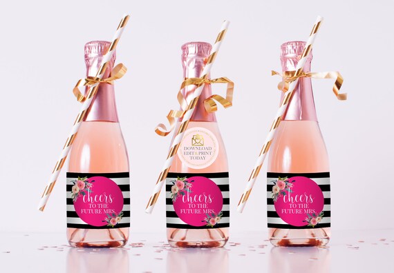 Mini Champagne Labels, Mini Wine Labels, Champagne Label, Printable Mini Champagne Labels, Mini ...