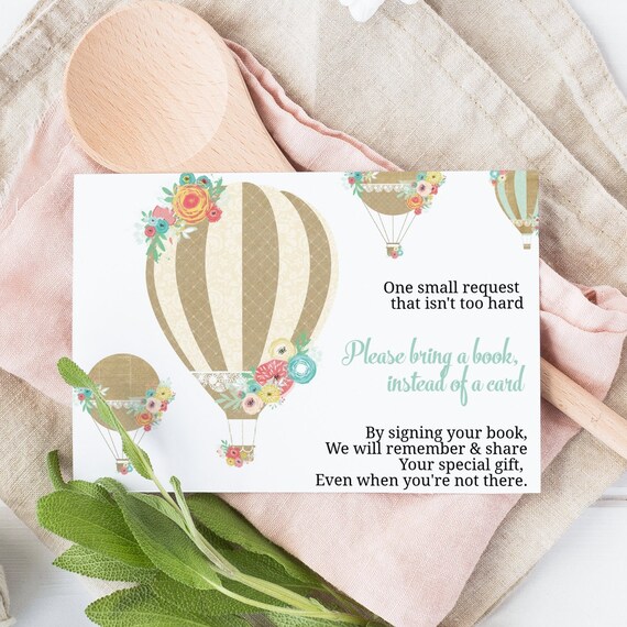 Hot Air Balloon Baby Shower Bring A Book, Up Up and Away Baby Shower, Balloon Baby Shower, Printable Books For Baby, INSTANT DOWNLOAD Il_570xn
