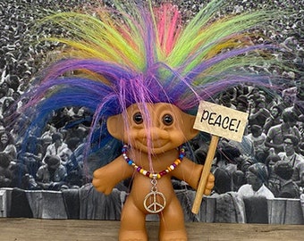 Hippy Troll Doll, Rainbow Troll Doll, Troll Art, Troll Doll, Hippy Doll